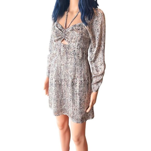 NEW Aqua Animal Print Halter Mini Dress Size Medium - Picture 3 of 7